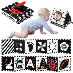 URMYWO Black and White Baby Toys High Contrast Newborn Toys 0-3 Months Brain Development Soft Baby BookTummy Time Toys Infant Sensory Toys 0-6-12 Months Visual Stimulation Montessori Toy Gift